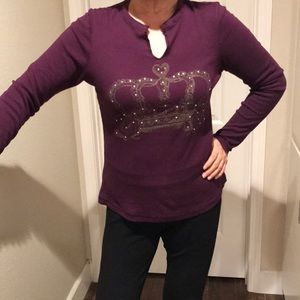 Long sleeve dark purple top